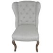 Moreau Tufted High Back Chair Upholstered in Linen Fabric in Ivory