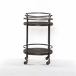 Onyx Glen Bar Cart in Transitional Gray Finish on Solid Wood with Iron Frame
