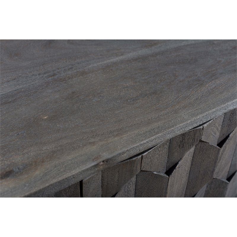 Onyx Solid Wood 2 Door Sideboard with Hand-Carved Details in Gray