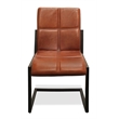 Kurtz Leather Upholstered Side Chair with Cast Iron Frame in Mahogany