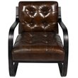 Avery Arm Chair in Tufted Leather with Metal Frame in Brown Finish