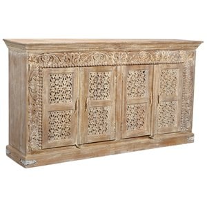 Carter Toro Solid Wood 4 Door Sideboard  in Antique White