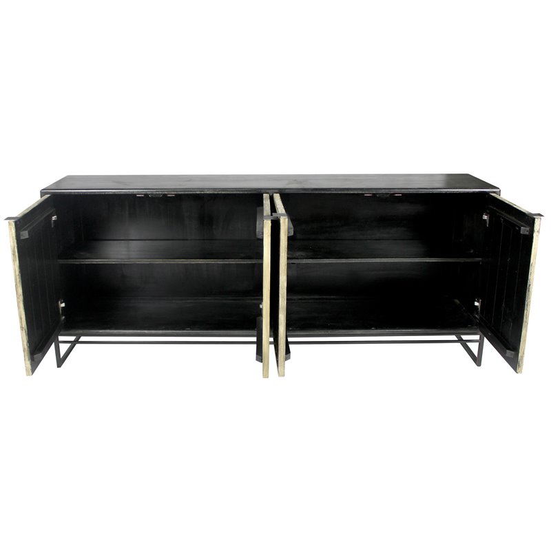 Redondo Ezra 4-Door Solid Wood Sideboard on Iron Base in Brown