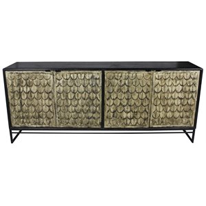 Redondo Ezra 4-Door Solid Wood Sideboard on Iron Base in Brown
