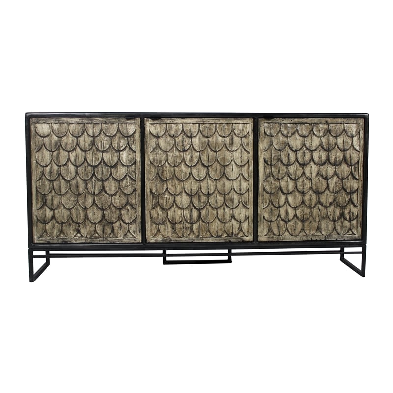 Redondo Ezra Solid Wood 4 Door Sideboard in Brown