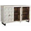 Gridley Hastings 3-Door Mango Solid Wood Sideboard in Ivory on Iron Base