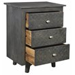 Gridley Solid Wood 3 Drawer Hand-Carved Nightstand in Gray Wash