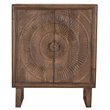 Albert Solid Wood Cabinet with 2 Hand-Carved Doors in Brown Finish