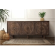 Albert Solid Wood Cabinet with 6 Hand-Carved Doors in Brown Finish