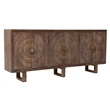 Albert Solid Wood Cabinet with 6 Hand-Carved Doors in Brown Finish