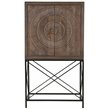 Albert Solid Wood Wine Cabinet with 2 Hand-Carved Doors in Brown