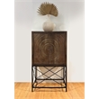 Albert Solid Wood Wine Cabinet with 2 Hand-Carved Doors in Brown