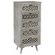 Halle Solid Wood 5 Drawer Hand-Carved Tall Chest in Gray