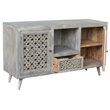 Halle Solid Wood 2 Door 1 Drawer Hand-Carved Media Console in Natural