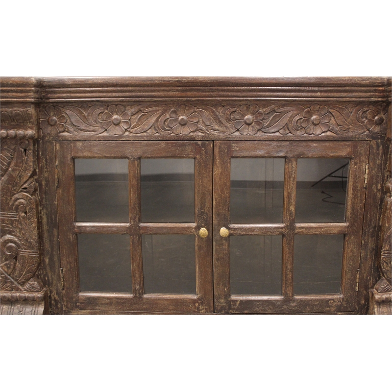Crane Solid Wood 2 Door Hand-Carved Sideboard in Brown