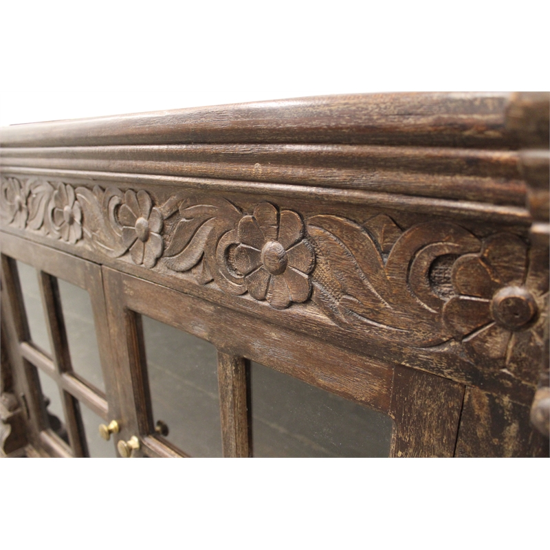 Crane Solid Wood 2 Door Hand-Carved Sideboard in Brown