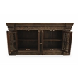 Crane Solid Wood 4 Door Hand-Carved Sideboard with Glass Doors in Brown