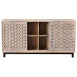 Combe Solid Wood 3 Sliding Door Sideboard on Cast Iron Base in Gray Wash