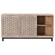 Combe Solid Wood 3 Sliding Door Sideboard on Cast Iron Base in Gray Wash