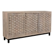 Combe Solid Wood 3 Sliding Door Sideboard on Cast Iron Base in Gray Wash