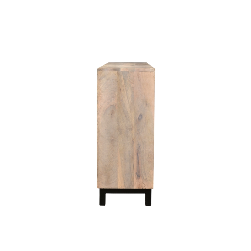Combe Solid Wood 3 Sliding Door Sideboard on Cast Iron Base in Gray Wash