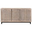 Combe Solid Wood 3 Sliding Door Sideboard on Cast Iron Base in Gray Wash