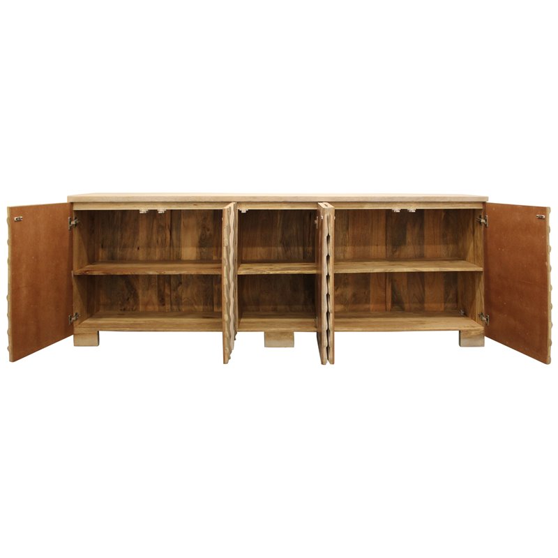Zane Solid Wood 5 Door Sideboard in White Wash Finish