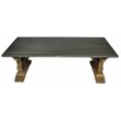 Manhattan Beach Arch Solid Wood Cocktail Table with Zinc Top in Natural