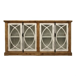 Wheatstone Solid Wood 4 Door Sideboard with Glass Inserts in Natural