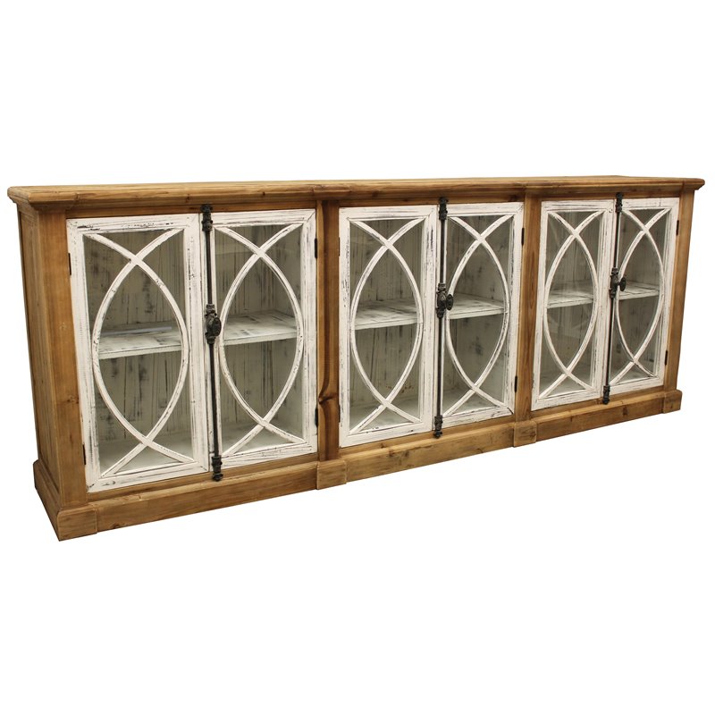 Wheatstone Solid Wood 6 Door Sideboard with Glass Inserts in Natural