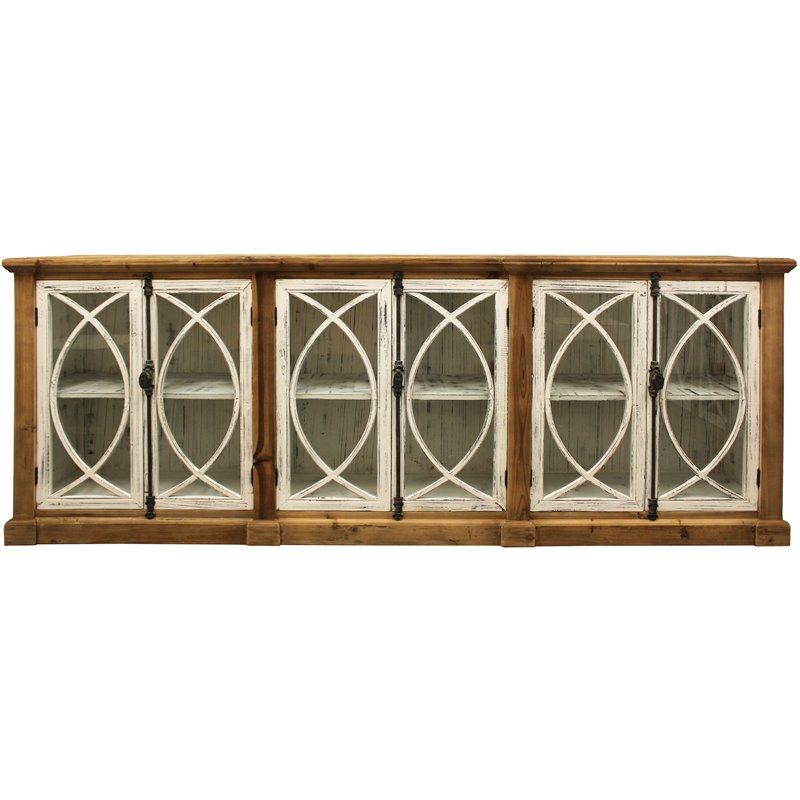 Wheatstone Solid Wood 6 Door Sideboard with Glass Inserts in Natural