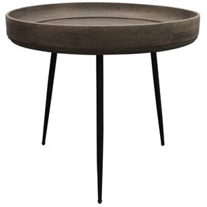 Benedict Jay Solid Wood Round Side Table in Gray Finish