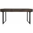 Grady Solid Wood 3 Drawer Desk in Gray Wash with Iron Base