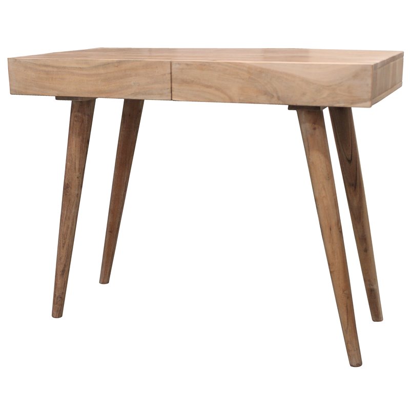 Benedict Acacia Solid Wood 2 Drawer Desk in White Wash Finish