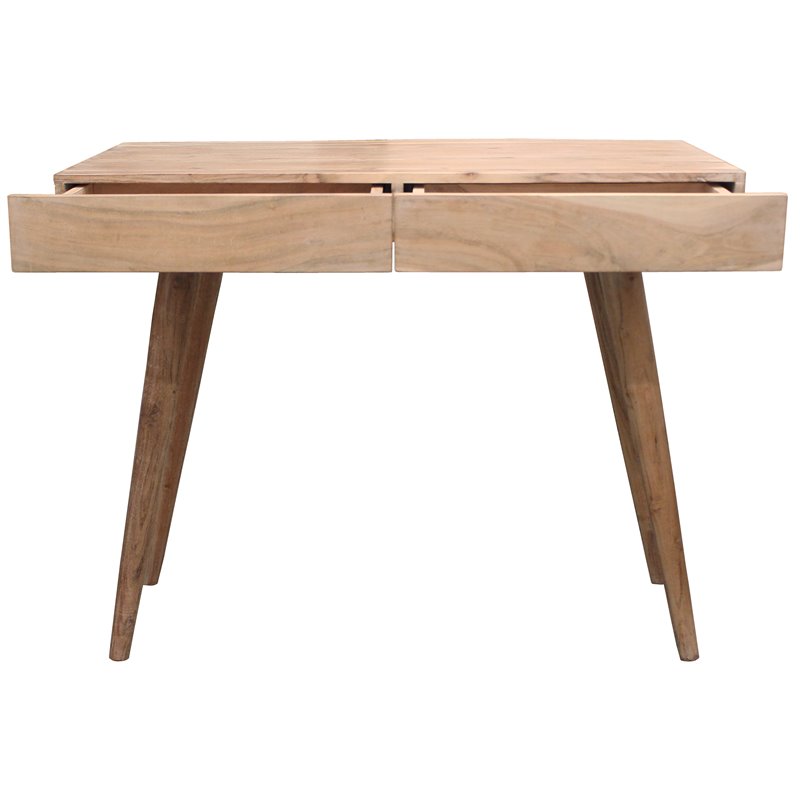 Benedict Acacia Solid Wood 2 Drawer Desk in White Wash Finish