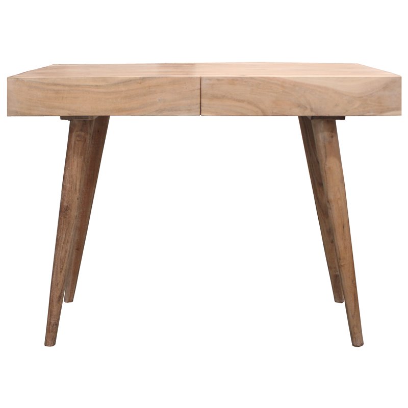 Benedict Acacia Solid Wood 2 Drawer Desk in White Wash Finish