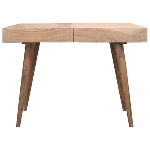 Benedict Acacia Solid Wood 2 Drawer Desk in White Wash Finish