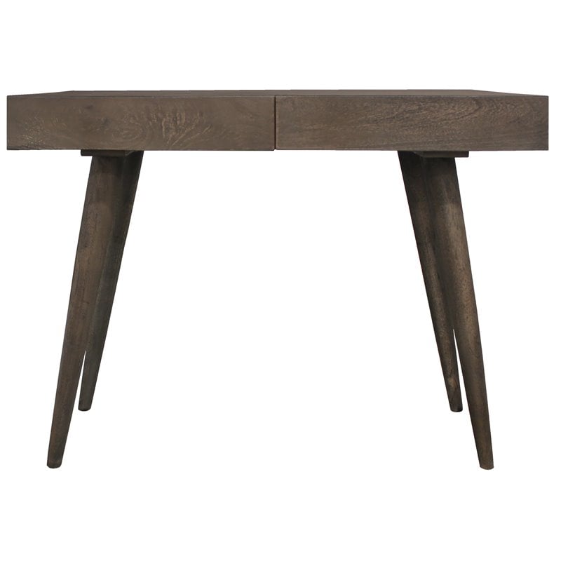 Benedict Acacia Solid Wood 2-Drawer Desk in Gray Wash Finish