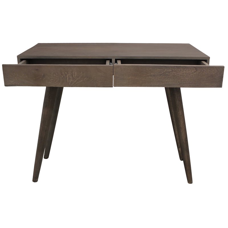 Benedict Acacia Solid Wood 2-Drawer Desk in Gray Wash Finish