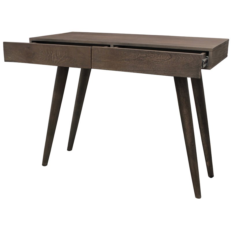 Benedict Acacia Solid Wood 2-Drawer Desk in Gray Wash Finish