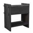 Jamboree Solid Wood Hand-Carved 1 Drawer Nightstand in Gray