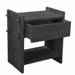 Jamboree Solid Wood Hand-Carved 1 Drawer Nightstand in Gray