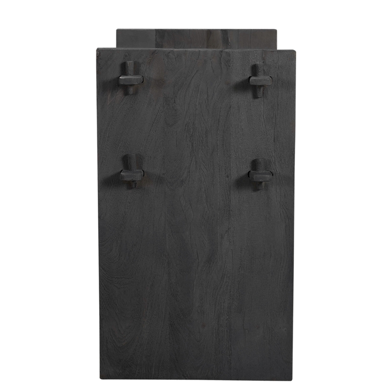 Jamboree Solid Wood Hand-Carved 1 Drawer Nightstand in Gray