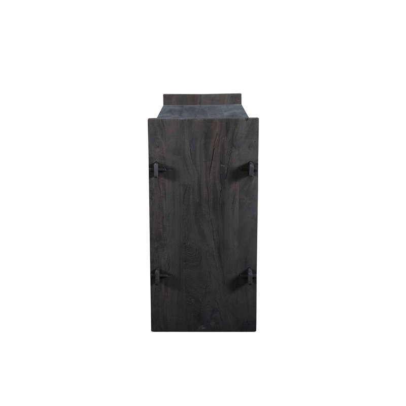 Jamboree Solid Wood Hand-Carved Trunk Box in Dark Gray