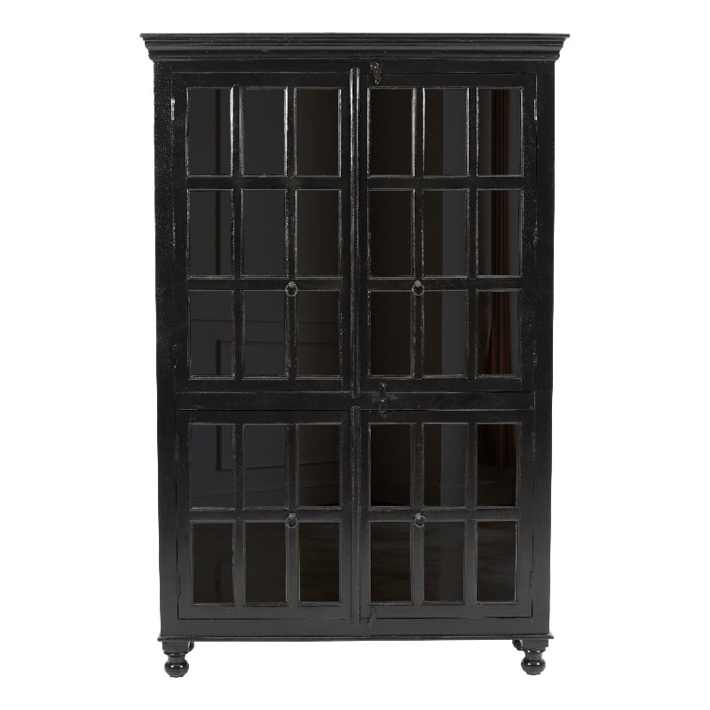 Aspen Solid Wood Cabinet with Glass Doors in Light Brown