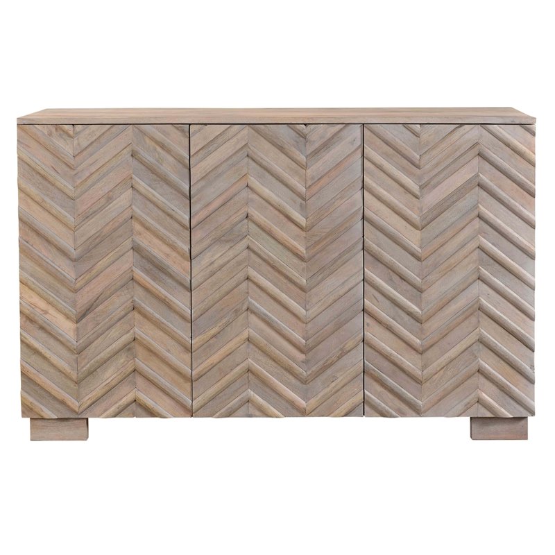 Zane Solid Wood 3 Door Sideboard in White Wash