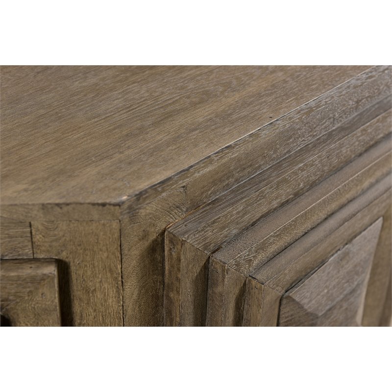 Gamble Solid Wood Octagonal Cocktail Table with Terraced Details in Brown