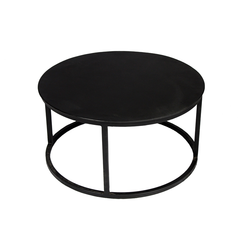 Orlando Ingram Cast Iron Nesting Cocktail Tables with Acid-Etched Top in Black
