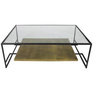 Orlando Cooper Cocktail Table on Cast Iron Frame with Glass Top in Black