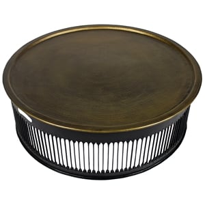 Orlando Drummond Cocktail Table on Cast Iron Base with Brass Top